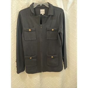 *Nic + Zoe* Black Gold Button Classy  Sweater Blazer.  Super Nice! Size M